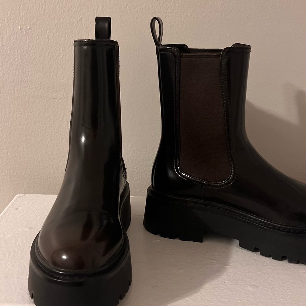 H&M Glossy Black Ankle Boots